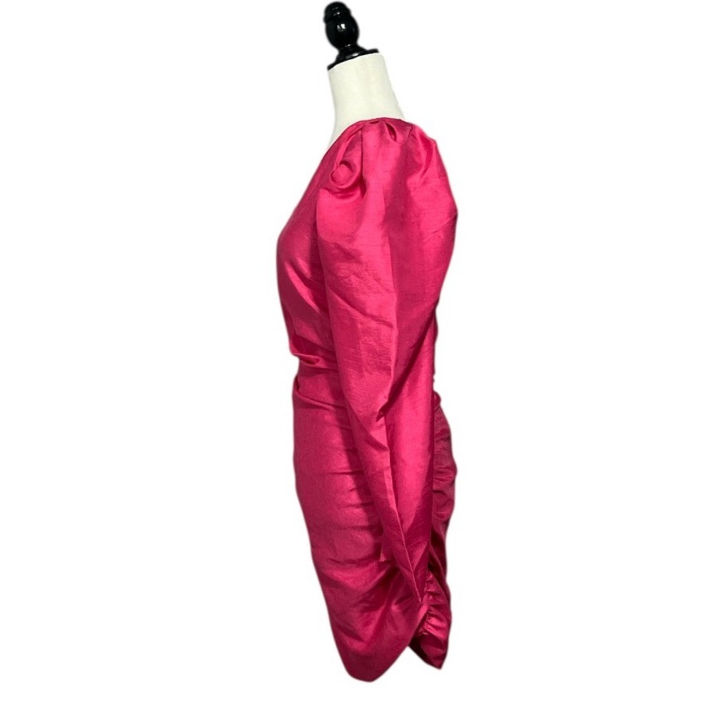 Aritzia WILFRED Rhapsody One Shoulder Long Sleeve Dress in Electron Fuchsia - Picture 5 of 16